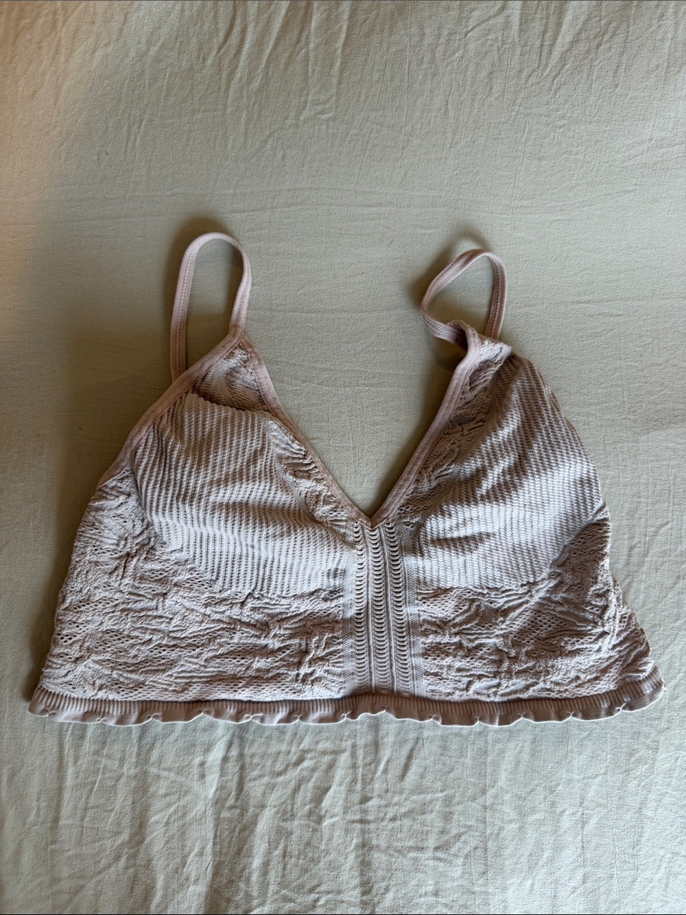 Free People Blush Lace Ribbed Bralette